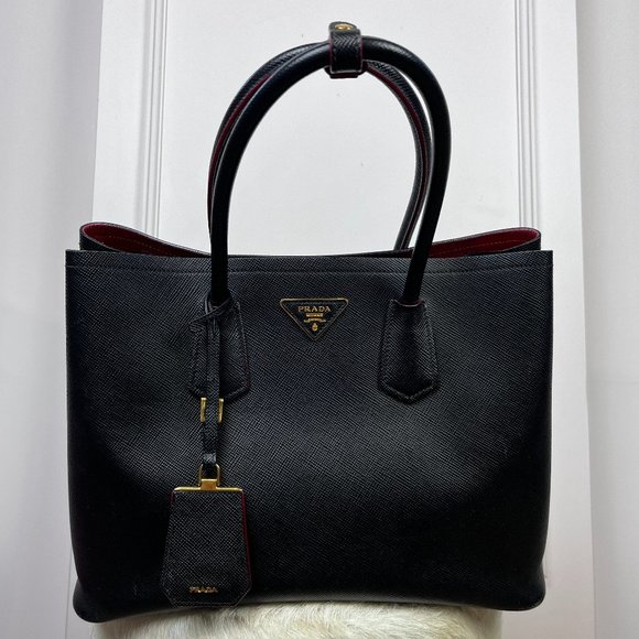 Prada Black Large Double Leather Tote - Picture 1 of 14